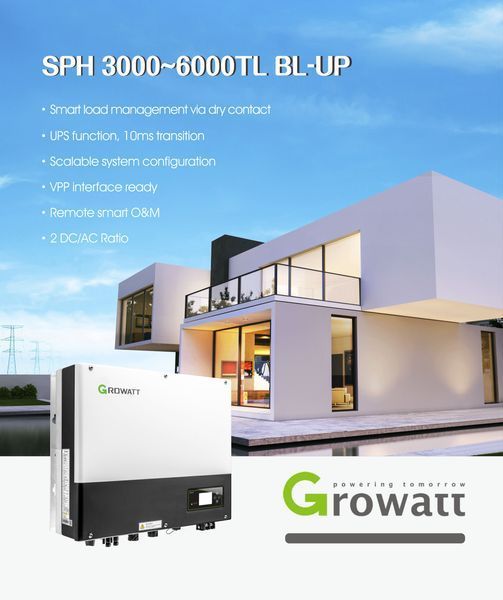 Гібридний інвертор Growatt SPH 5000TL BL-UP  GW-SPH5000TL фото